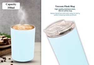 Vaso de Vino Moderno de Acero Inoxidable de 300 ml con Tapa, Aislamiento al Vacío de Doble Pared, Antiderrames, sin Tallo, para Viajes, Oficina, Fiestas - Product Image 3