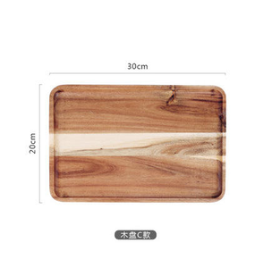 Plateau à dessert en bois BSCI avec poignée, plateau alimentaire rustique en bois antique avec poignées, plateau de rangement en bois pas cher - Product Image 2