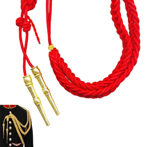 Red <b>Braided</b> Aiguillette <b>Cord</b> with Gold Tips for Uniform Garment Classical Style Strand Metallic - Product Image 3