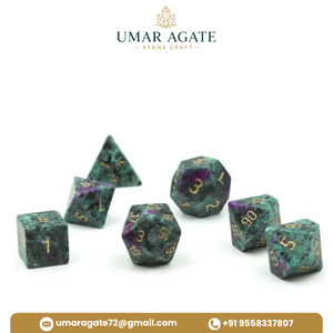Ensemble de dés en pierre précieuse Ruby Zoisite, 7 pièces, naturel, pour jeu de rôle D&D, cadeau, vente en gros - Product Image 2