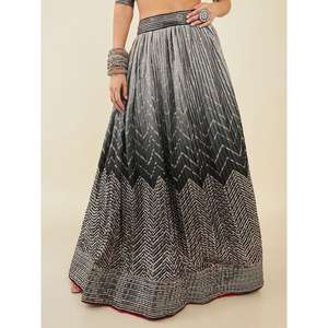 Sparkle Black Sequins Art Seda Cóctel Desgaste Lehenga Choli - Product Image 3