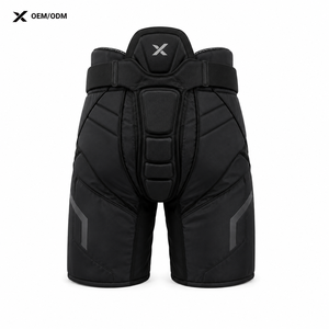 กางเกงฮอกกี้น้ำแข็ง X Sports City แบบมีแผ่นรอง รุ่นสีดำ ทำจากไนลอน เอวปรับได้ ระบายอากาศได้ดี คุณภาพสูง สำหรับผู้ใหญ่ ผู้ชาย รับผลิตตามแบบ OEM ODM - Product Image 2