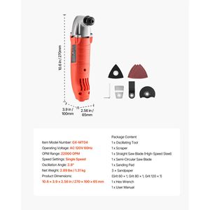 Kit Utensile Multifunzione Oscillante Elettrico da 2,2 Amp con 22.000 OPM e Angolo di Oscillazione di 2,8 Gradi - Con Cavo - Product Image 4