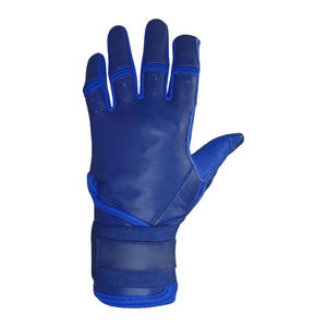 Custom OEM Royal <b>Blue</b> Leather Baseball Batting Gloves Textured Palm Grip Breathable Finger Holes Adjustable Wrist Strap - Product Image 5
