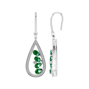 925 Sterling Silver White <b>Gold</b> Drop <b>Earrings</b> Exquisite Green <b>Emerald</b> Pear Shape Gemstone Trendy Diamond Jewelry for Anniversary - Product Image 3