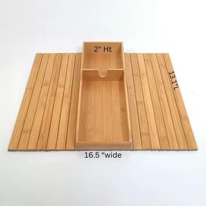 Vassoio Portabicchieri per Bracciolo in Bambù 16,5 X 13 X 2 Pollici, Design Pieghevole, Fondo Antiscivolo, Elegante Scatola per Bracciolo 100% Bambù Naturale - Product Image 1