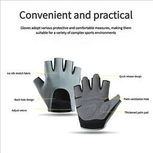 Gants de yoga et de fitness mi-doigts pour hommes et femmes, respirants, confortables, anti-callosités, antidérapants, avec fermeture à cordon, en cuir et maille - Product Image 5
