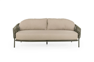 SILVA Outdoor Lounge <b>Sofa</b> Set with Round Rope Weaving and Teak Top Table - Product Image 4