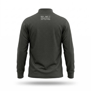 Custom OEM Men's Long Sleeve <b>Mock</b> <b>Neck</b> T-Shirt Charcoal Grey Techwear Streetwear Tactical Graphic Print Pullover <b>Top</b> - Product Image 3
