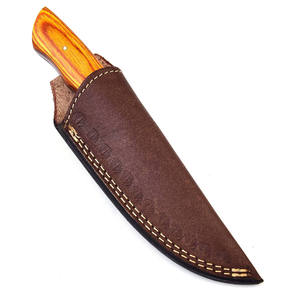 Damascus Steel Drop Point Hunting Knife Fixed Blade Green Handle Outdoor Survival Knives With <b>Leather</b> sheath Knife - Product Image 3
