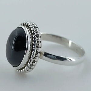 Black Onyx <b>Ring</b> 925 Sterling <b>Silver</b> Handmade Boho <b>Statement</b> Promise <b>Ring</b> for Women Natural Black Onyx Oval July Birthstone - Product Image 2