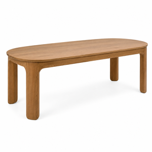 Chaise de salle à manger ronde scandinave en teck pour 8 personnes avec dossier en pont, écologique et imperméable, design moderne pour villa et école - Product Image 2