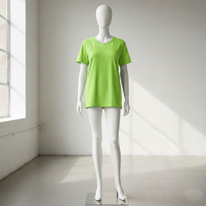 Camisetas Casuales de Verano para Mujer, de Color Sólido, Manga Corta, 100% Algodón Elástico, Personalizables, al por Mayor - Product Image 1