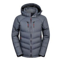 Veste d'hiver décontractée pour homme, en duvet, à capuche, couleur olive, coupe-vent, fermeture éclair, 100% polyester, épaisse, coupe régulière, vente en gros
