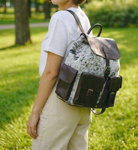 Mochila de Cuero Genuino de Lujo, Estilo Rústico, para Viajes, Portátil, Multifuncional, Gran Capacidad, Unisex, Cierre de Cremallera HNBP-0045 - Product Image 3