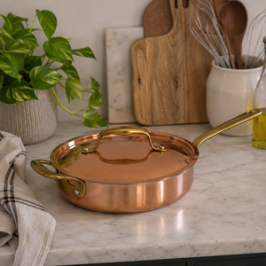 Sartén de Cobre Hecha a Mano con Tapa y Asa de Latón, Sartén de Chef de Cobre, Utensilios de Cocina de Cobre Premium, Sartén para Freír, Venta al por Mayor OEM ODM - Product Image 4