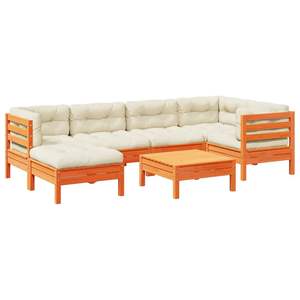 Ensemble de canapés de jardin en tissu Oxford, couleur brun ciré et crème, en bois de pin massif, meubles durables et élégants - Product Image 2