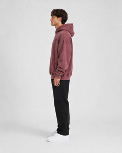 Sweat à capuche homme style vintage coupe ajustée, effet vieilli, délavé à l'acide, en molleton écologique, effet soleil éclairé, vêtement d'hiver - Commande minimum 2 pièces, pas cher - Product Image 4