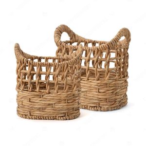 Panier de rangement GONDOLA vintage géométrique en jacinthe, conteneur écologique pour la décoration intérieure, organisateur de chambre et de salle de bain, pour magazines - Product Image 5