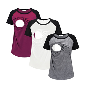 Camisetas de Lactancia Duraderas para Mujer, Camisetas de Maternidad con Abertura Lateral, Tela Suave al Tacto, Ropa Práctica para el Embarazo - Product Image 1