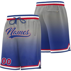 Pantalones Cortos de Baloncesto Personalizables para Hombre, Degradado Azul Gris, Malla con Cordón Ajustable en la Cintura, Estilo Deportivo con Bolsillos y Logotipo Frontal Número 00 - Product Image 4