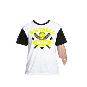 Camiseta de Softbol para Mamá, Blanca y Negra, Manga Corta, Ribete en Contraste, Diseño Estampado, Cuello Redondo, Estilo Casual, Corte Jersey para Hombre - Product Image 3