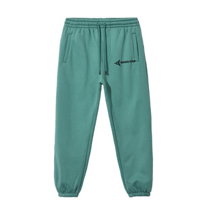 DAIZEN STAR Men's Dark Green Cotton High-quality Knitted Quick Dry Sweatpants Elastic Waist Drawstring Casual Joggers Side - Product Image 5