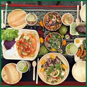 Eco Friendly Palm Leaf <b>Plates</b> <b>Disposable</b> Party Dinnerware Set Palm Leaf Bowl & Bowl <b>Disposable</b> Camping Dinnerware Set - Macy - Product Image 6