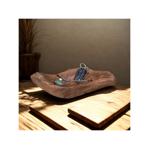 Bol de service en bois d'acacia fait main, bol en bois irrégulier, grain naturel, plat de service décoratif pour Noël - Product Image 2
