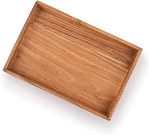 Juego de bandejas cuadradas de madera de nogal premium, artesanal, estilo Art Deco, para servir té, café y alimentos, con asas recortadas, decoración otomana - Product Image 3