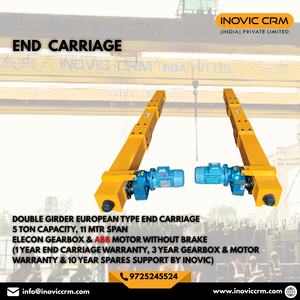 Chariot d'extrémité (EOD) pour pont roulant monopoutre Inovic, robuste, norme IS, avec moteur, engrenages et télécommande, pour usage industriel - Product Image 3