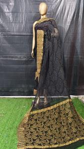 Pure Crepe Chiffon <b>Saree</b> Soft Lightweight Designer Party Wear <b>Saree</b> with Blouse Piece - Product Image 3