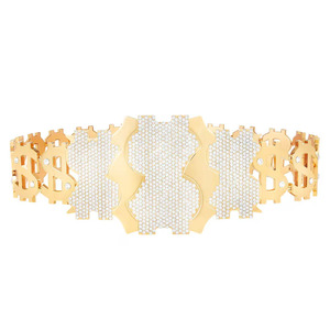 Ceinture d'entraînement d'arts martiaux légère et écologique en alliage de zinc avec signe dollar doré, doublure en cuir PU, accents en cristal, unisexe et tendance - Product Image 5