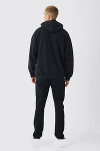 Wholesale 100% Cotton French Terry Men's Hoodies Custom Logo Embroidered 500GSM Thick Comfortable Loose Fit Solid Black Winter - Product Image 3