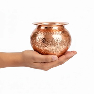 Recipiente Decorativo Portátil para el Hogar, Karwa Kalash Lota Puja Patra, Pintado a Mano, Estilo Contemporáneo, de Cobre - Product Image 4