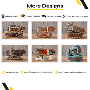 Wholesale Western Cowboy Leather <b>Belt</b> for Men Women Tan Brown Floral Tooled Cutout <b>Belt</b> with Antique <b>Silver</b> Engraved <b>Buckle</b> - Product Image 5