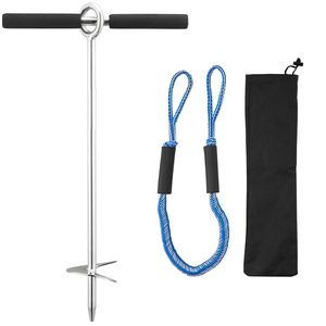 Ancla de arena de acero inoxidable de 18 pulgadas con cuchilla en espiral para embarcaciones, diseño de tornillo para yates en aguas poco profundas y anclaje en playa - Product Image 1