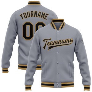 Custom Gray Black <b>Old</b> Gold Varsity <b>Jacket</b> Unisex Full-Snap Letterman Bomber <b>Jacket</b> Wholesale Team Wear College Sport Coat - Product Image 1