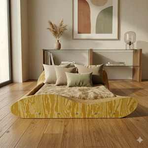 Lit superposé moderne en bois de pin massif, ondulé paramétrique, tailles Queen et King, fabriqué au Vietnam - Product Image 5