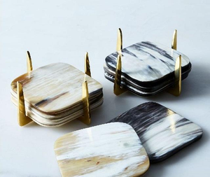 Buffalo Horn <b>Coaster</b> <b>Set</b> for Luxury Table Decor Handcrafted Horn Drink Mats with Natural Finish Elegant Organic Horn Cup <b>Coaster</b> - Product Image 5
