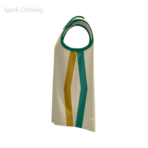 Camiseta de Baloncesto Personalizada Spark Clothing, Sin Mangas, Verde y Crema, Absorbente de Humedad, Poliéster, Unisex para Adultos - Product Image 3