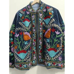 High Quality Indian Style Bohemian Quilted Velvet <b>Jacket</b> with Floral Embroidery Cotton Lining Gift for <b>Women</b> - Product Image 3