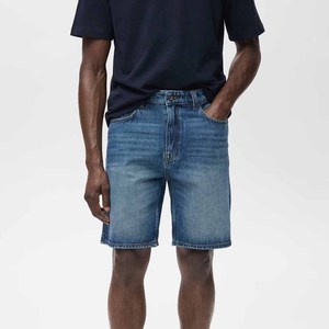 High Quality Summer <b>Men</b> Denim <b>Shorts</b> Front Logo Windproof High Street Style <b>Elastic</b> <b>Waist</b> Casual Washed <b>Shorts</b> - Product Image 2