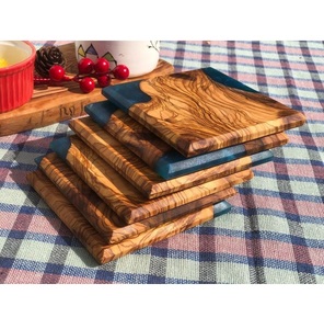 Handmade Walnut Wood Epoxy Resin <b>Coaster</b> Set for Tea & Coffee Premium Walnut Epoxy Resin Tea <b>Coasters</b> for Table Décor - Product Image 1