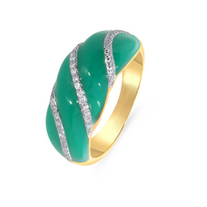 Verdant Vicinity Diamond <b>Ring</b> Premium 18K Yellow Gold Green Chalcedony Diamond <b>Dome</b> <b>Ring</b> for Women Luxury Fine Jewelry - Product Image 1