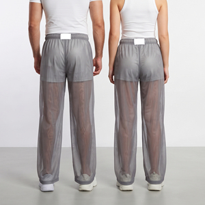 Pantalones Unisex de Malla Transparente, Largos, Cintura Elástica, Transpirables, de Color Sólido, Casuales, para Hombre y Mujer - Product Image 2