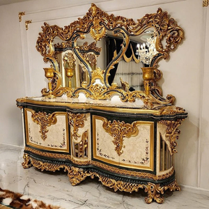 Juego de Muebles de Comedor de Lujo Estilo Barroco Real, Mueble Aparador Antiguo Tallado a Mano en Madera de Teca Sólida para Villa o Palacio - Product Image 2