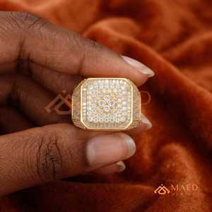 Moissanite Ring Men Hip Hop Gold Plated 925 Sterling Silver Square <b>Cushion</b> Baguette Ring Luxury Jewelry Gift - Product Image 3