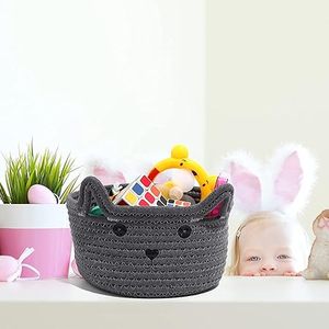Customised Handwoven Attractive Design Newest Product Pure Cotton Rope <b>Woven</b> <b>Basket</b> Cat Design Custom Size For Home Accessories - Product Image 1
