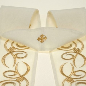 Étole liturgique blanche avec broderie IHS dorée, faite à la main, pour prêtre chrétien, vêtement liturgique d'église - Product Image 3